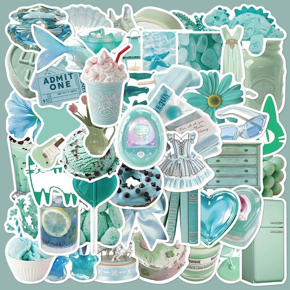 1 Mint green stickers for laptops, notebooks, phone cases, water bottles, and other decorative waterproof DIY applications. - Image 1
